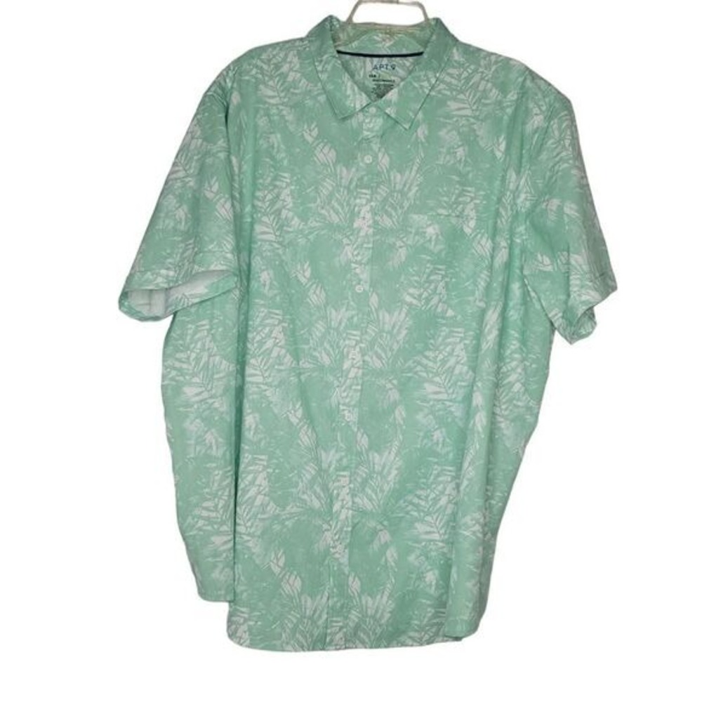 Apt 9 Button Down Mens 3XB Mint Green Tropical Premier Flex Shirt Beach Coastal
